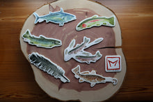 Load image into Gallery viewer, Set of 7 Weatherproof Fish and Feather Decals