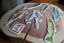 Load image into Gallery viewer, Set of 7 Weatherproof Fish and Feather Decals