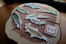 Load image into Gallery viewer, Set of 7 Weatherproof Fish and Feather Decals