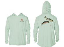 Load image into Gallery viewer, Double Rainbow Trout Hooded Long Sleeve Performance Fishing Shirt